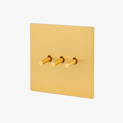 3 ways triple switch in brushed gold steel