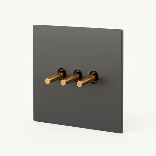 3-way triple switch in brushed and gold grey steel