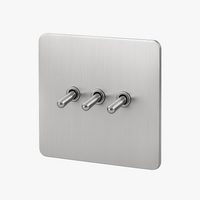3-Way Triple Switch in Brushed Light Grey Steel Square Design