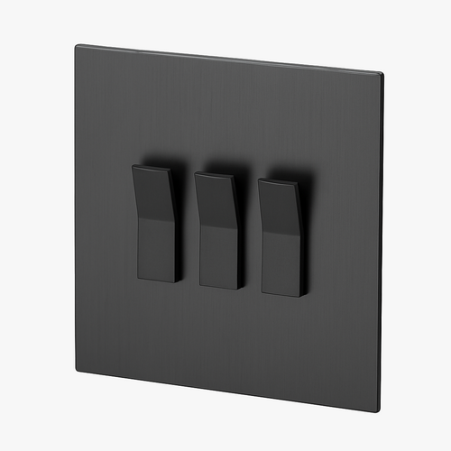 3-Way Triple Switch Brushed Dark Grey Steel
