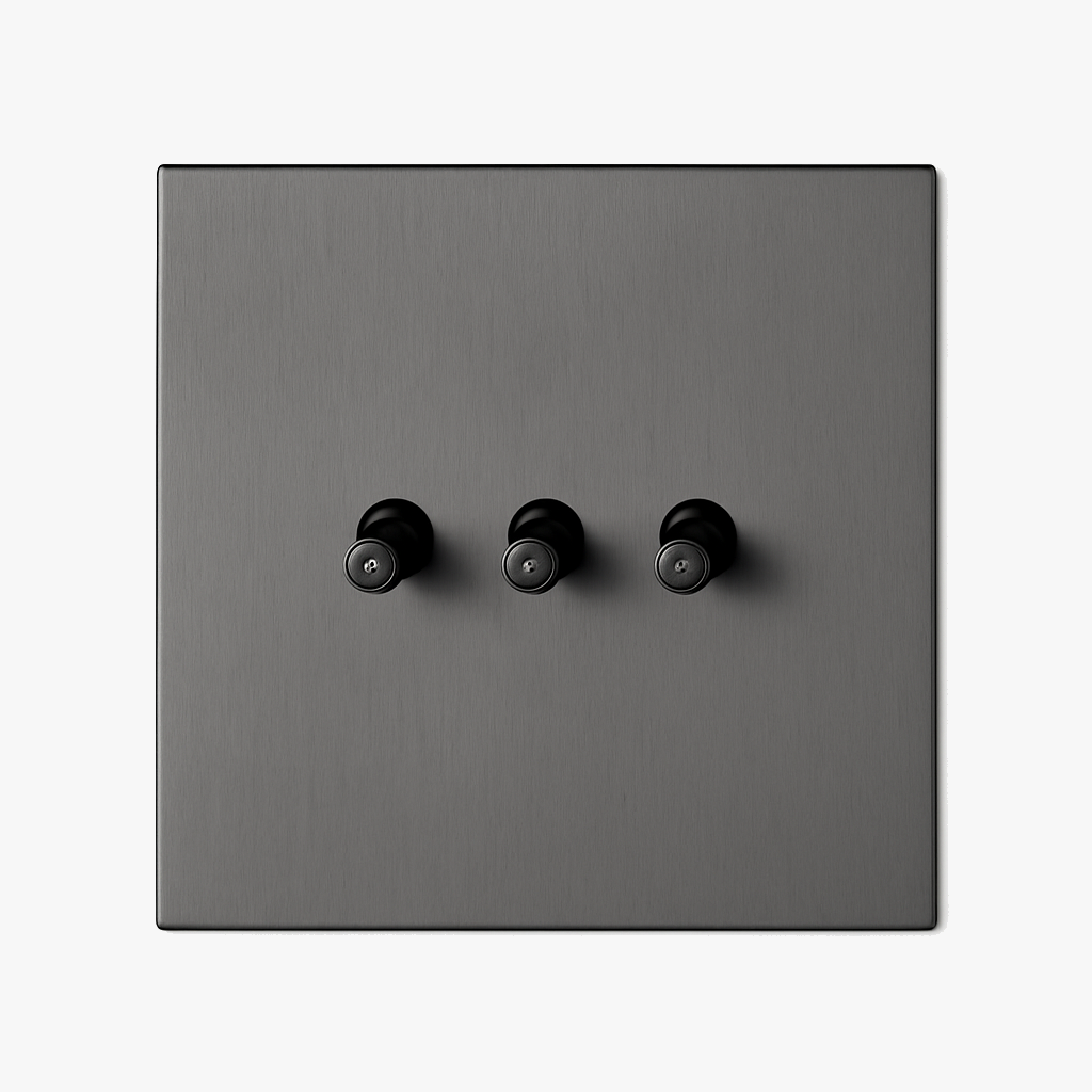 Multi-Function 3-Way Triple Switch Brushed Dark Grey Steel