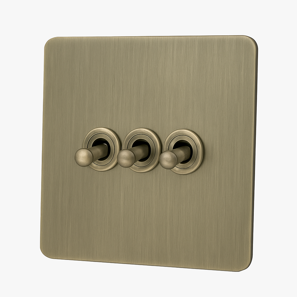 Refined 3-Gang Triple Switch in Brushed Grey Steel
