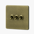 Romantic 3-Gang Triple Switch in Brushed Grey Steel