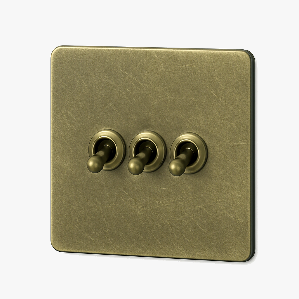 Romantic 3-Gang Triple Switch in Brushed Grey Steel