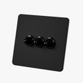 3-Way Triple Switch in Matt Black Steel, All-Black Finish