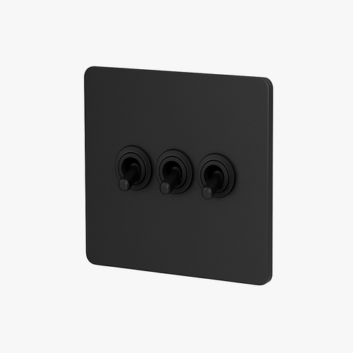 3-Way Triple Switch in Matt Black Steel, Style One