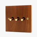 3 ways triple switch in wood and gold screws
