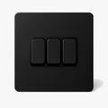 3 ways triple switch in black steel matt rounded edges