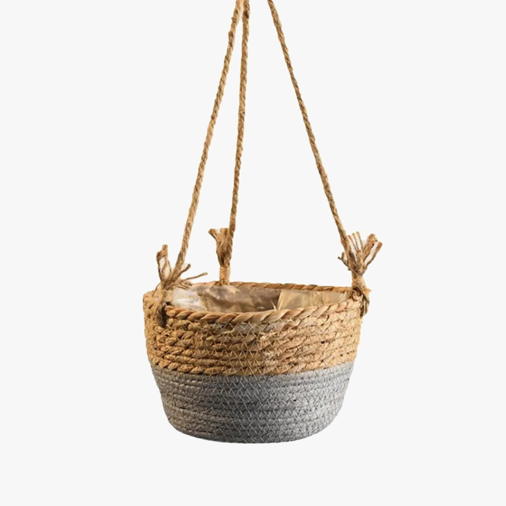 Hanging gardener in macrame storage basket for outdoor indoor plants - view 5