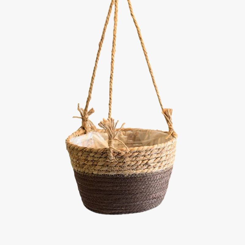 Hanging gardener in macrame storage basket for outdoor indoor plants - view 7