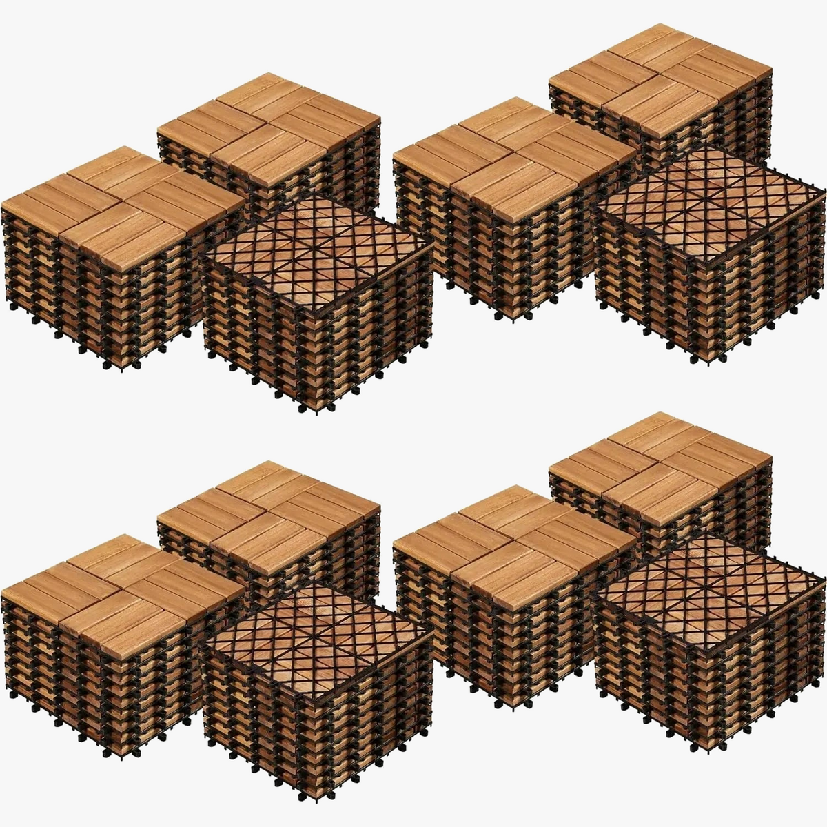 108-Pack 30cm Acacia Wood Interlocking Deck Tiles Waterproof - view 3
