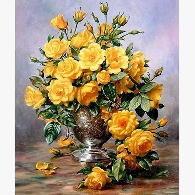Flower Number Painting Kit for Adults on High-Quality Linen Canvas