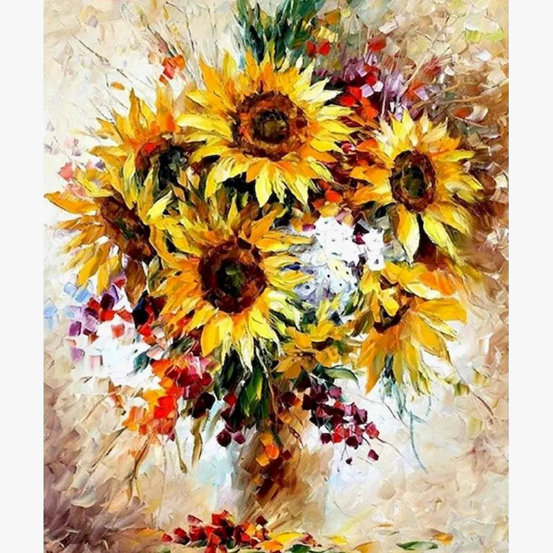 Flower number painting kit for adults artisanal decoration