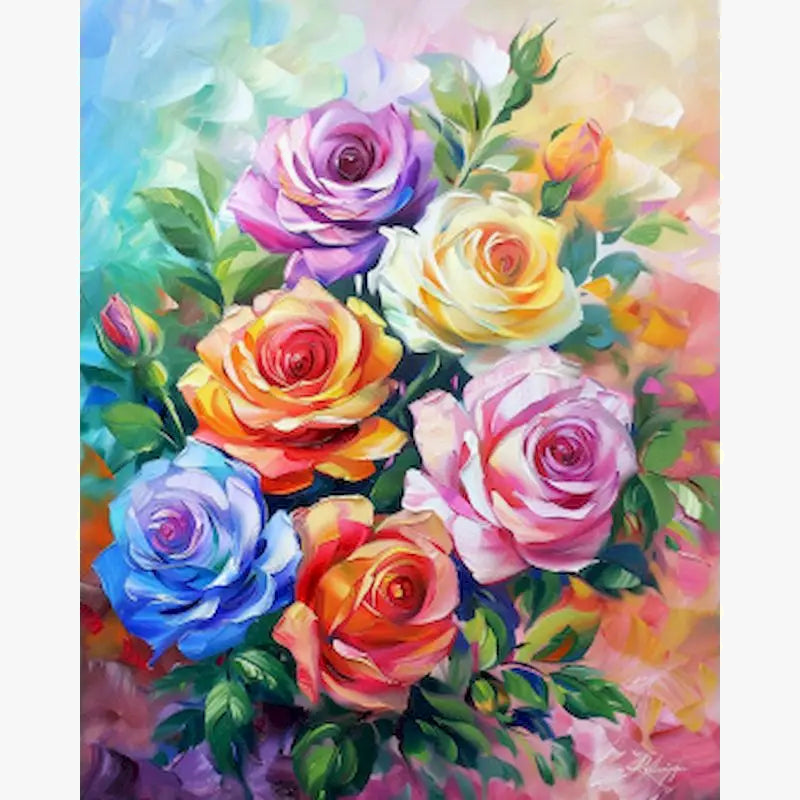 Flower number painting kit for adults artistic decoration