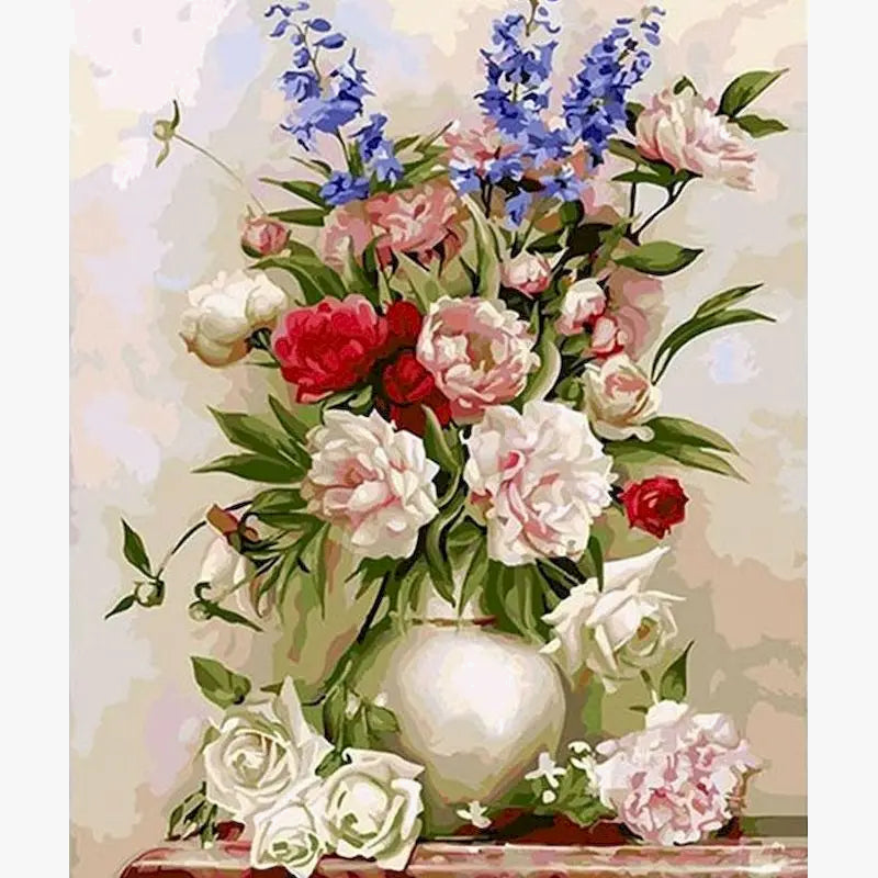 Flower Paint by Numbers Kit for Adults, Linen Canvas, Design 99153