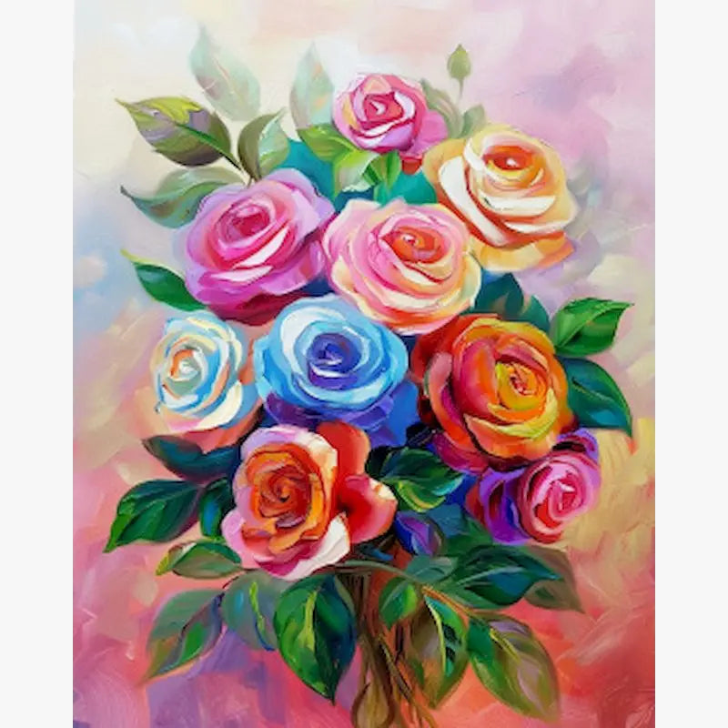 Flower Paint by Numbers Kit for Adults, Linen Canvas, Design 9962483