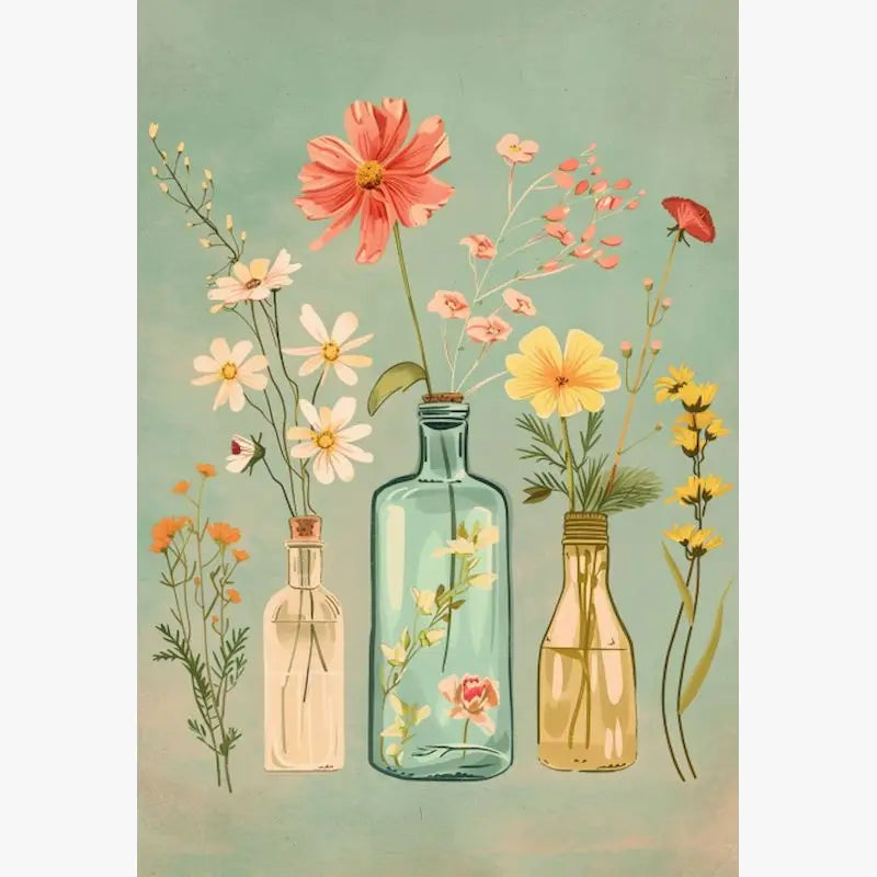 Number painting kit for romantic vase in artisanal canvas