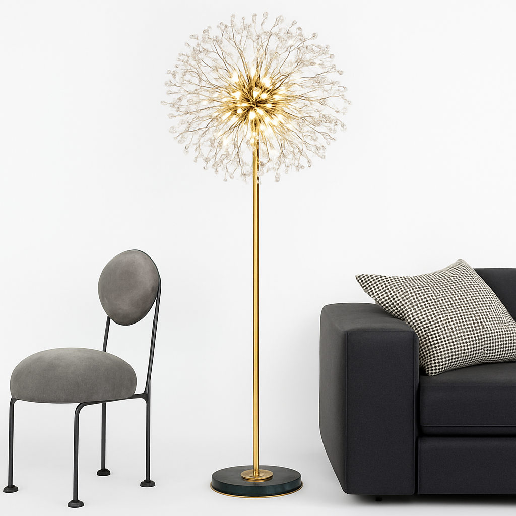 Luxury floor lamp scandinavia golden chrome dandelion for interior
