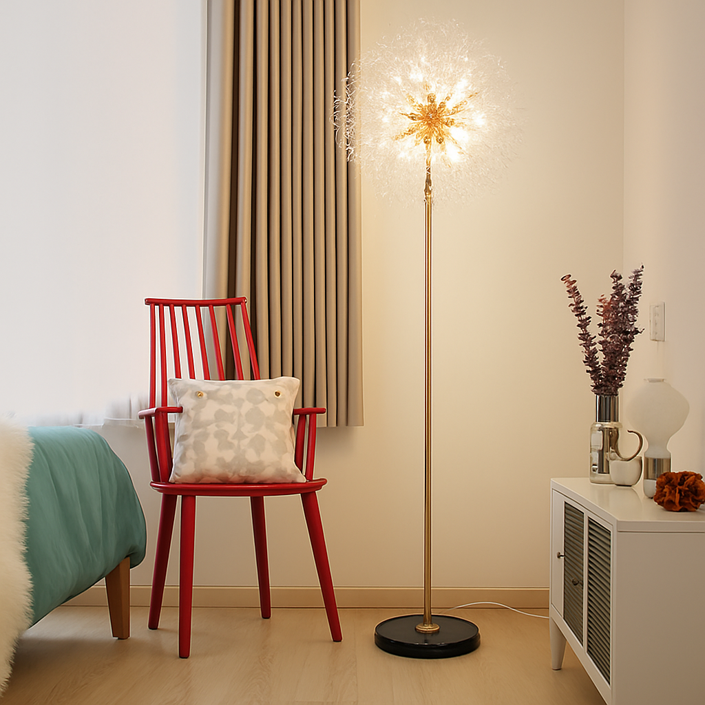 Luxury floor lamp scandinavia golden chrome dandelion for interior - view 2