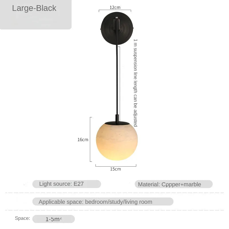 Modern copper bedside lamp and natural marble - view 7