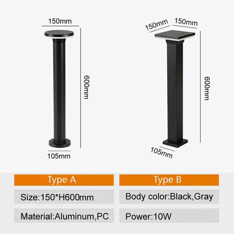 Waterproof Aluminum LED Garden Light, Round or Square, 10 W - view 7