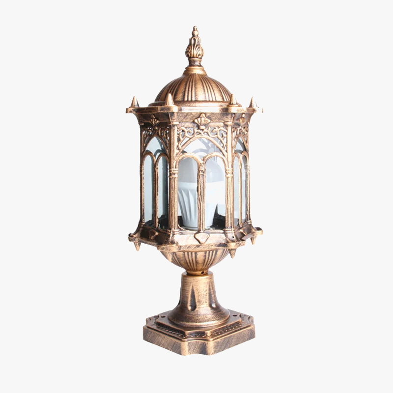 Retro outdoor pillar lamp for landscape lighting