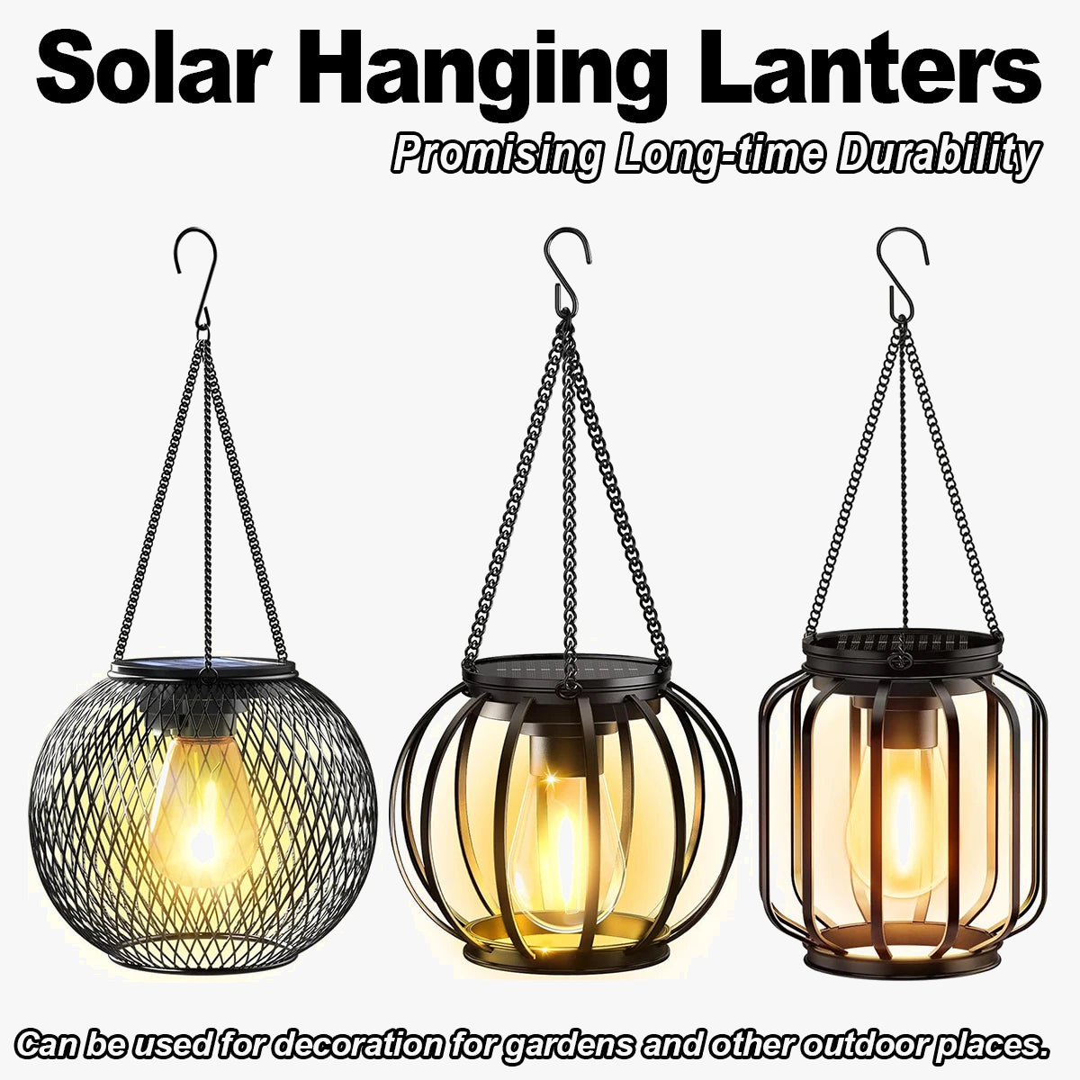 LED solar lantern with light sensor for outdoor garden - view 2