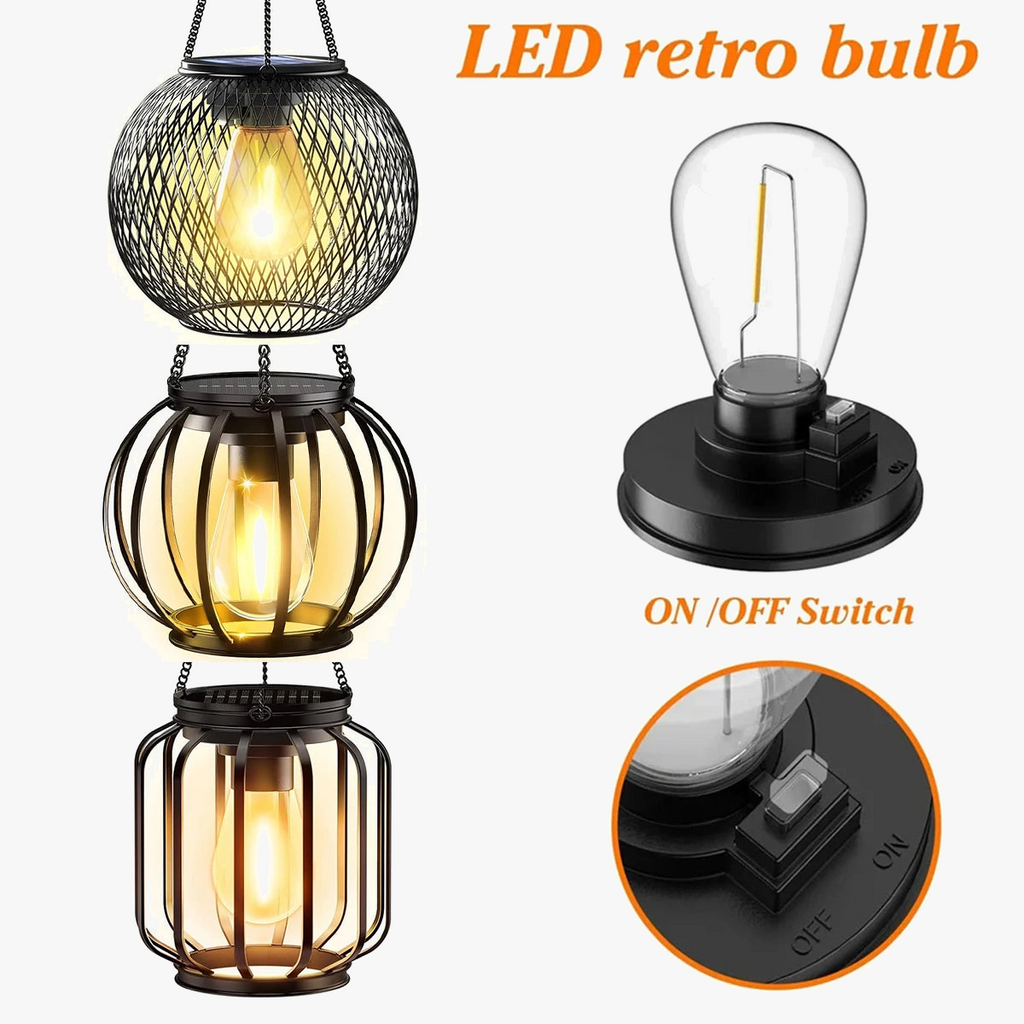 LED solar lantern with light sensor for outdoor garden - view 3