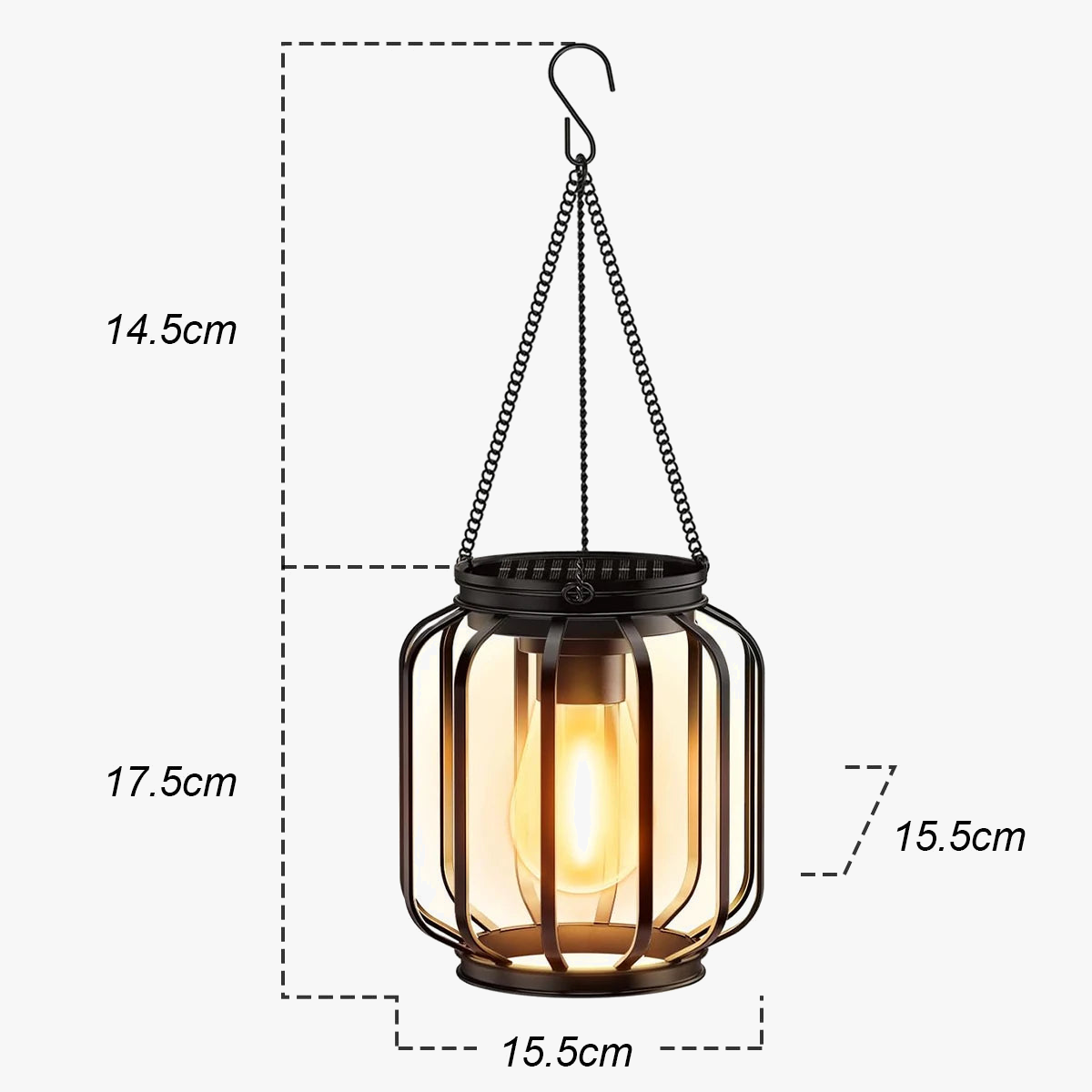 LED solar lantern with light sensor for outdoor garden - view 5