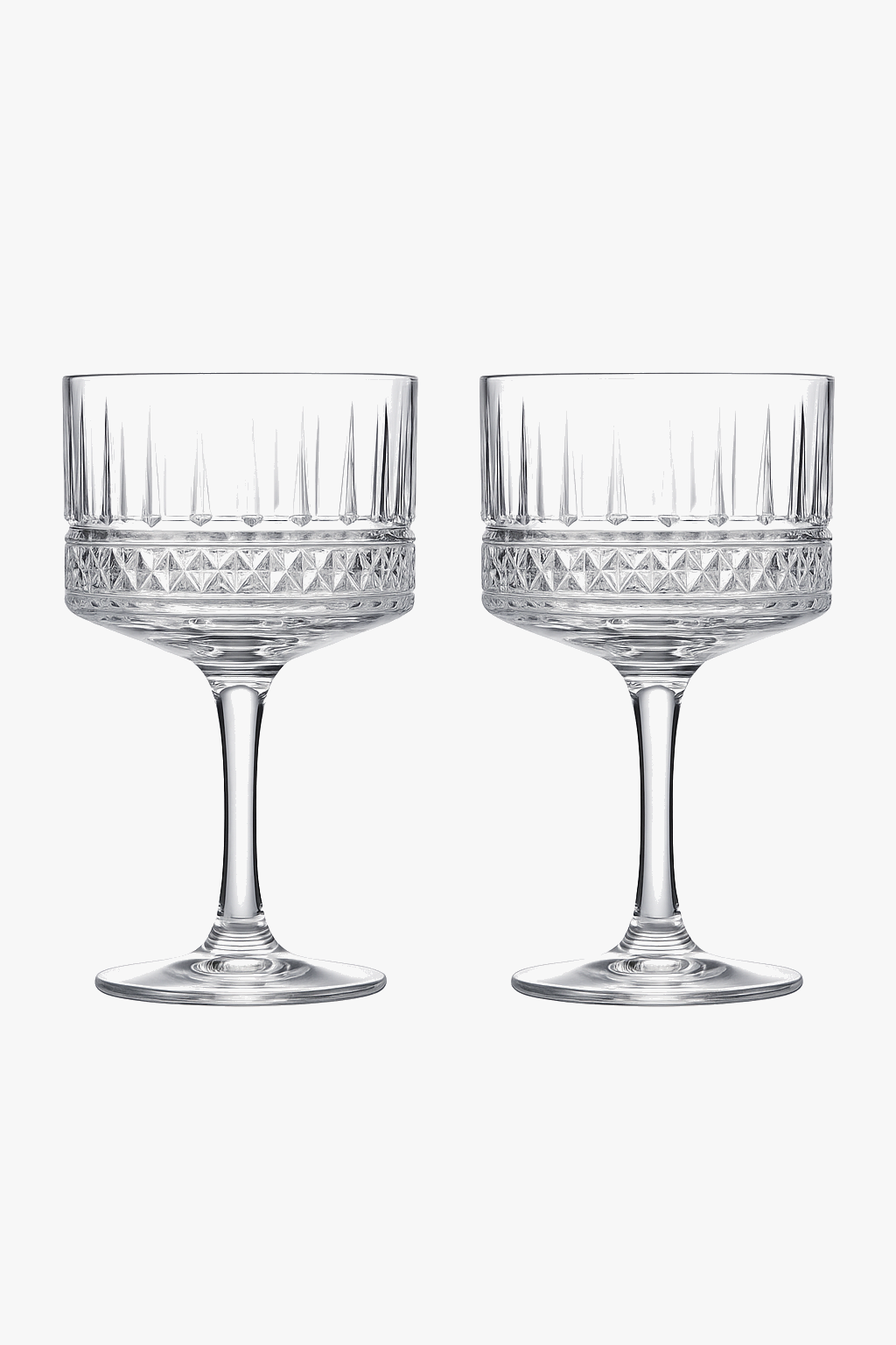 Set 2 glasses champagne elysia glass retro relief
