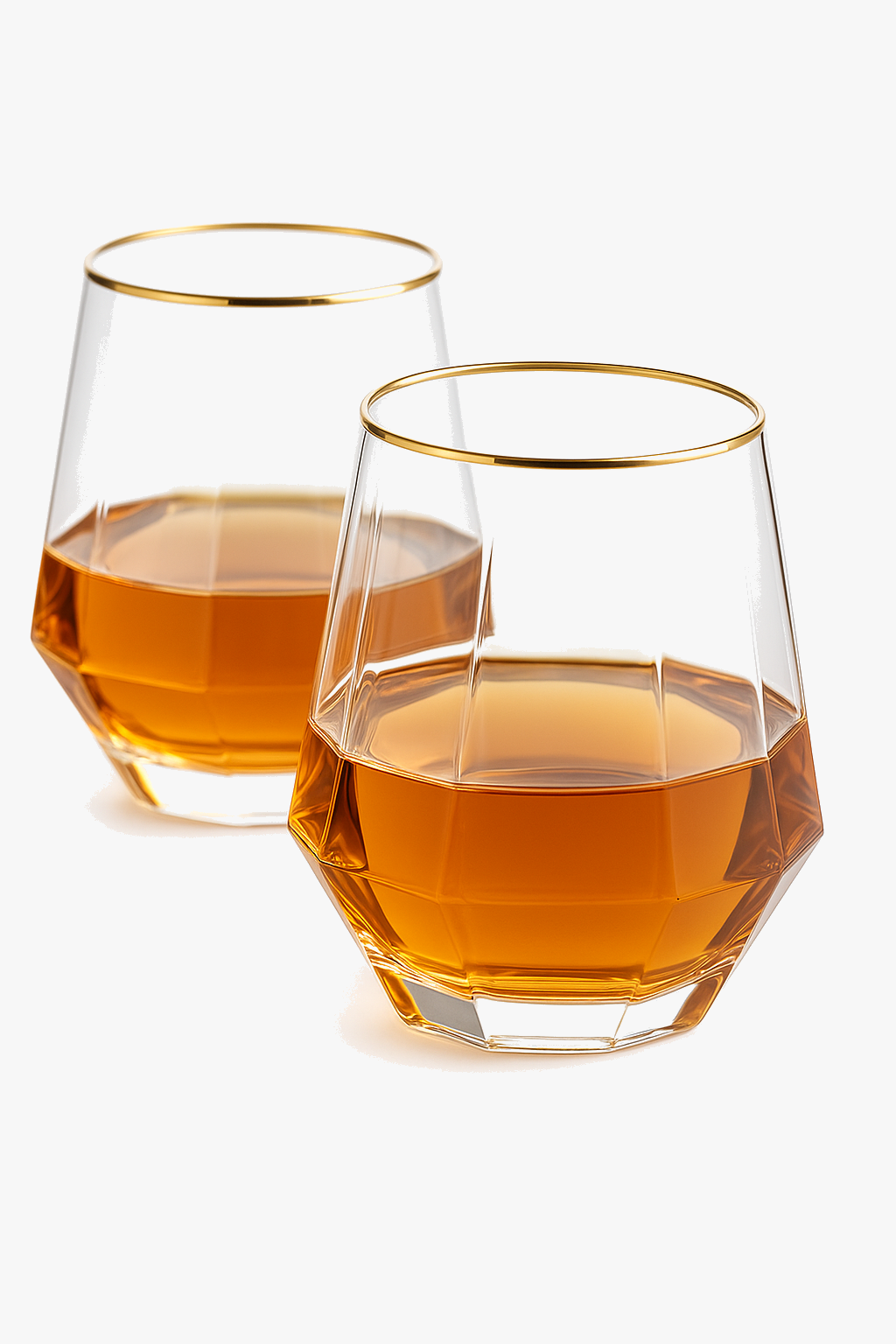 Set 2 elegant hexagonal glasses refined edge 325ml