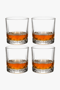Lot 4 glasses whisky old fashioned pattern relief