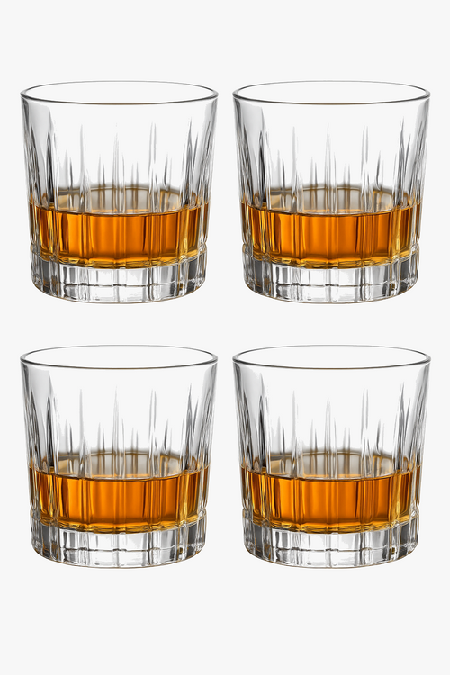 4 glasses vintage relief whisky hard-wearing