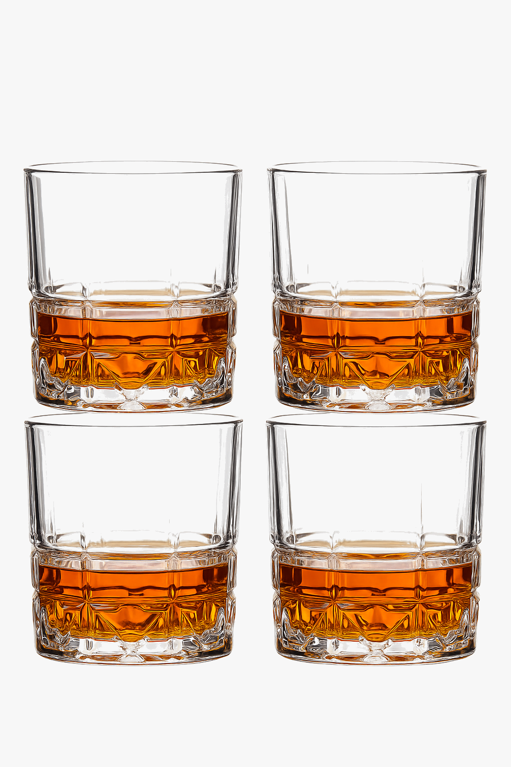 Lot 4 stylish faceted style whisky glasses