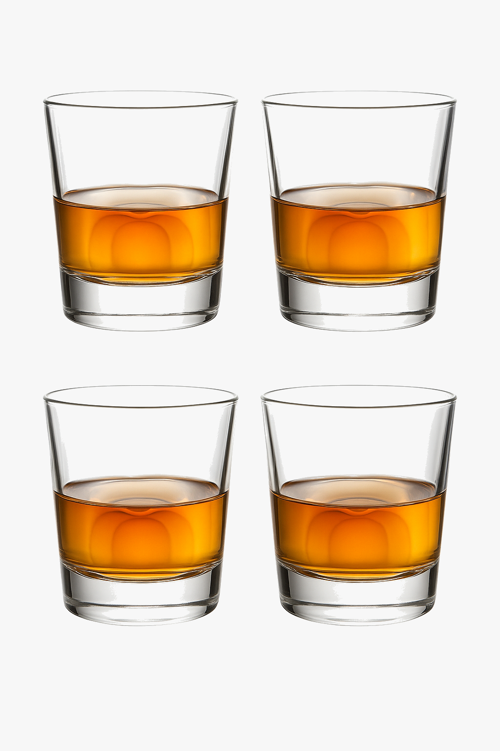 Lot 4 glasses whisky style old fashioned relief