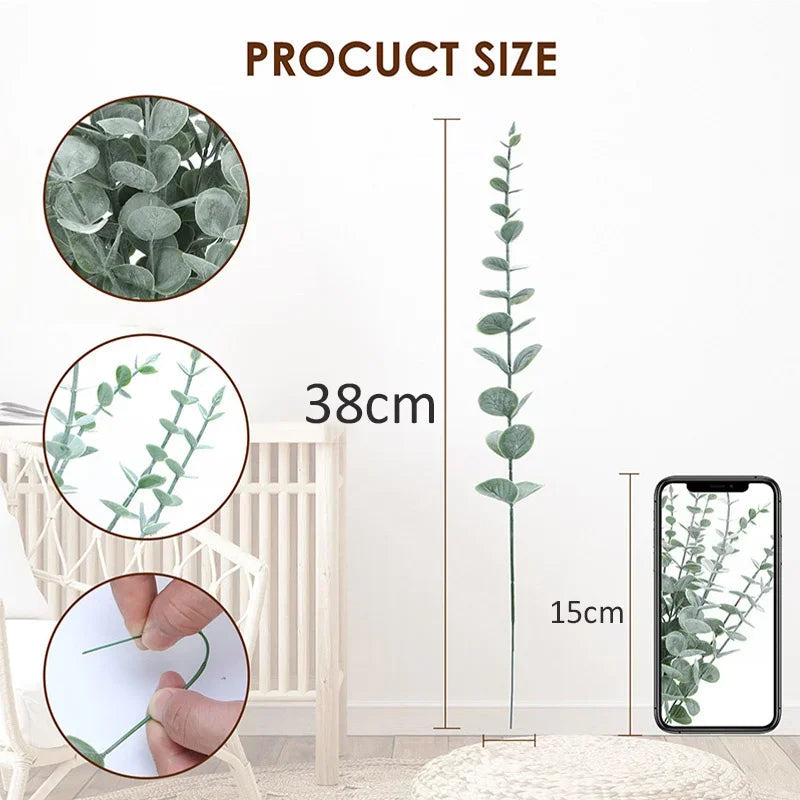 10 sheets of artificial eucalyptus for decoration and bouquets - view 2
