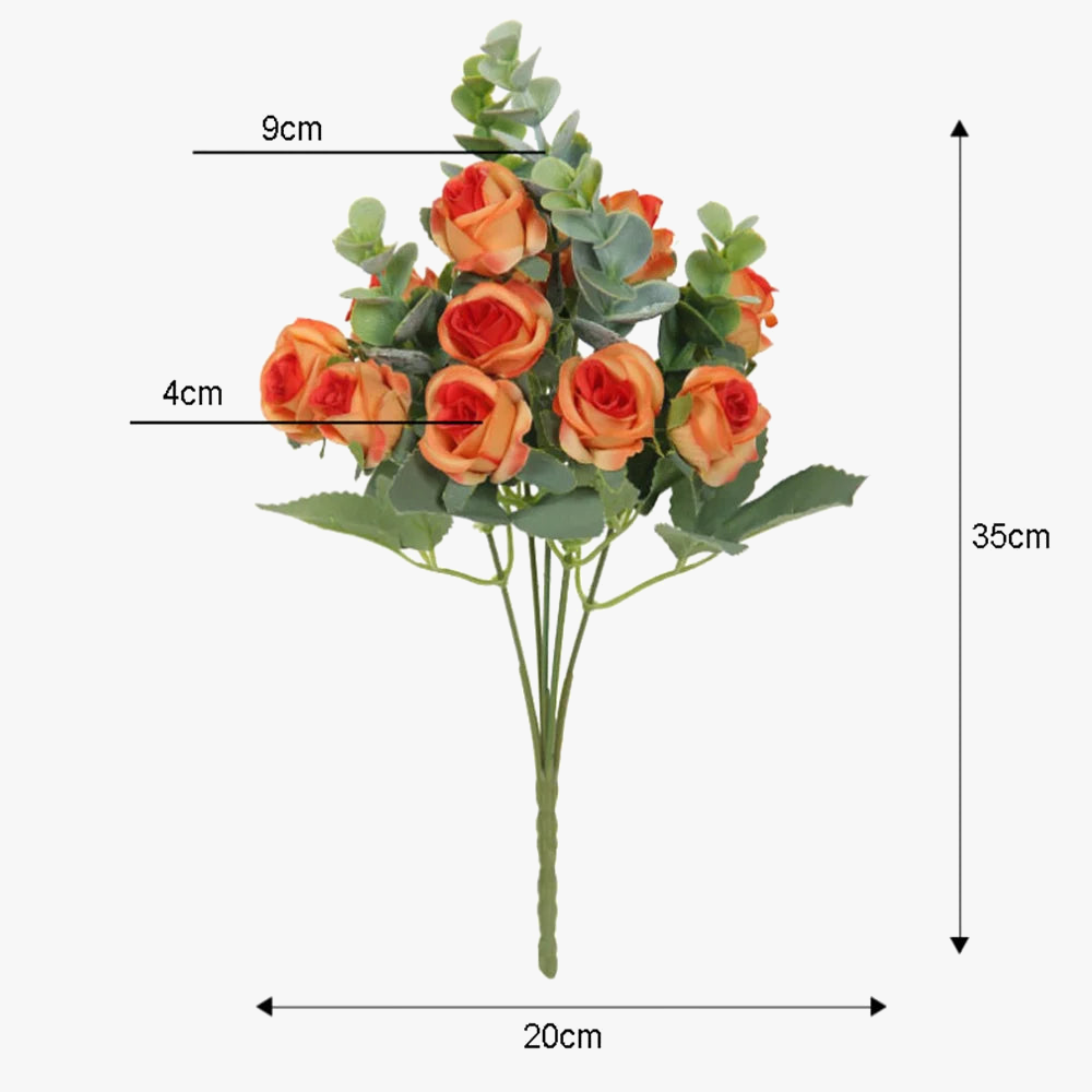 Set of 10 artificial rose wines bouquet with eucalyptus and decorative peonies - view 3