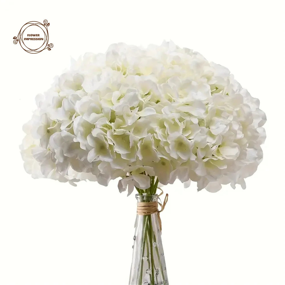 10 artificial hortensia heads for festive decoration