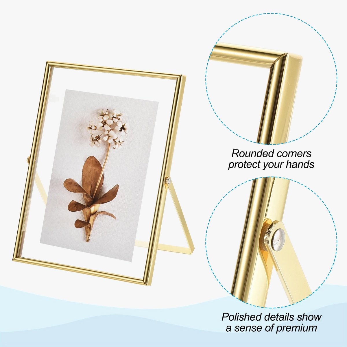 Set of 2 metal and glass photo frames for decoration - view 3