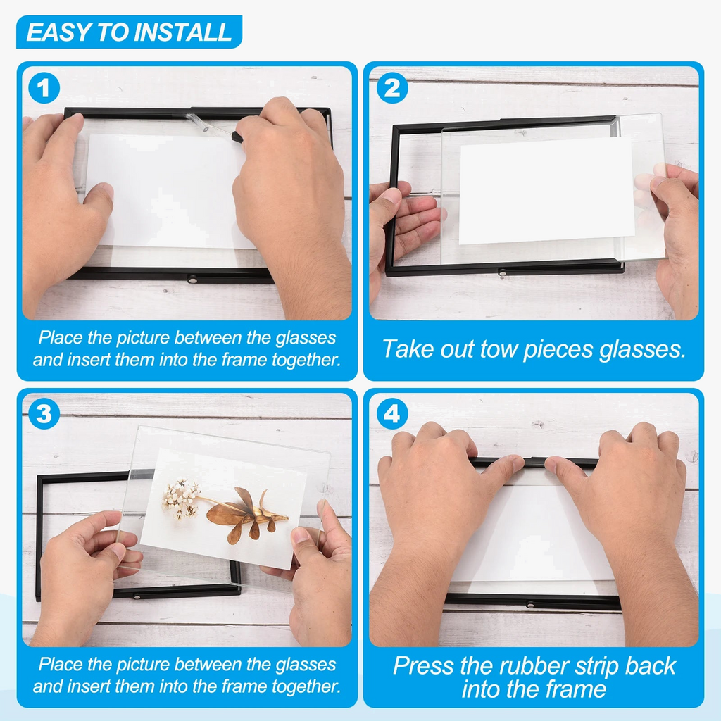 Set of 2 metal and glass photo frames for decoration - view 4