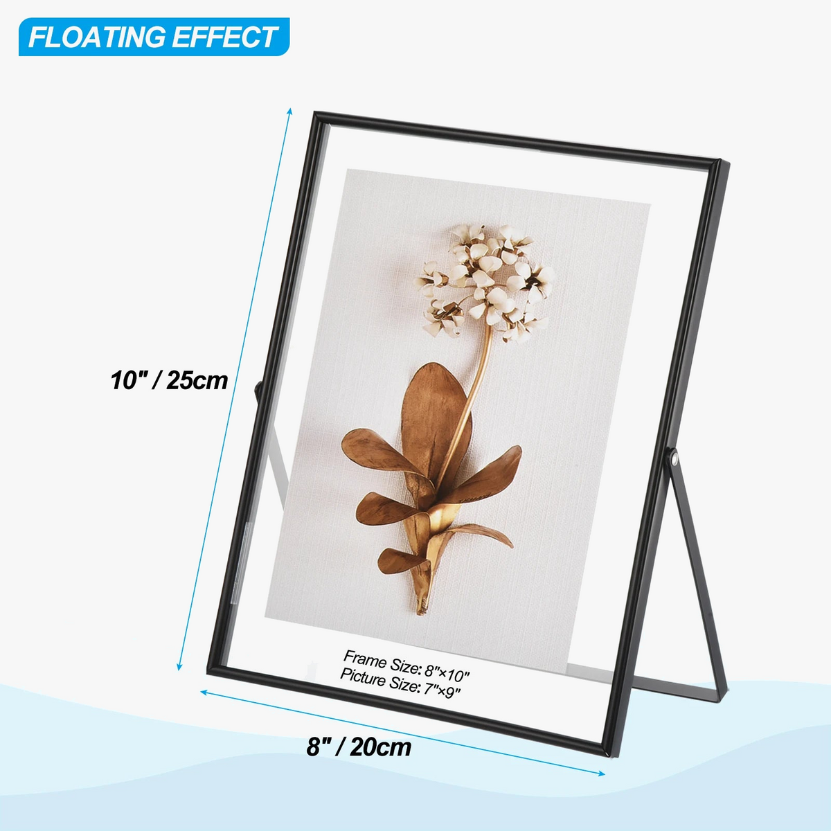 Set of 2 metal and glass photo frames for decoration - view 6