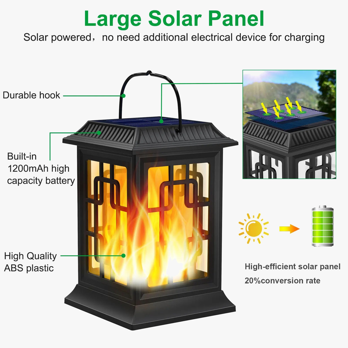 Set of 2 decorative flickering solar lanterns - view 5