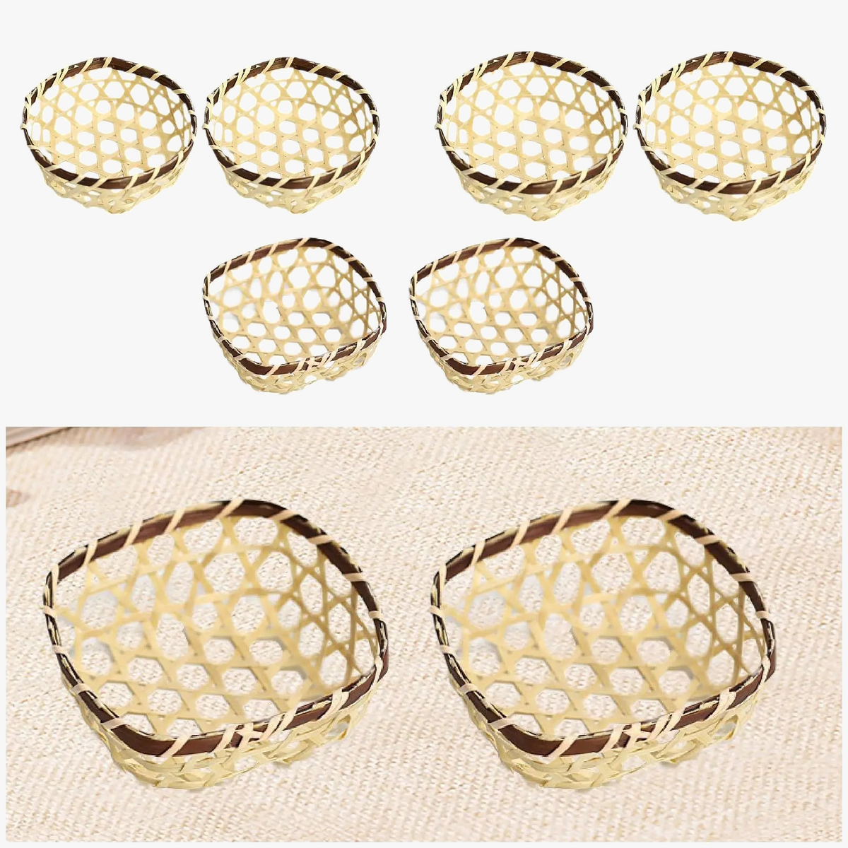 Set of 2 hand made hand made bamboo baskets versatile and decorative - view 3