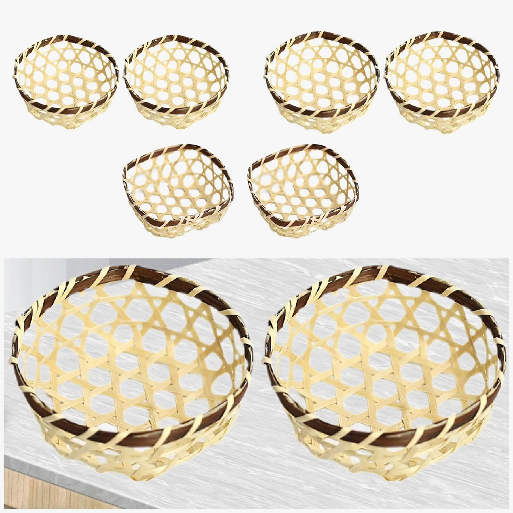Set of 2 hand made hand made bamboo baskets versatile and decorative - view 4