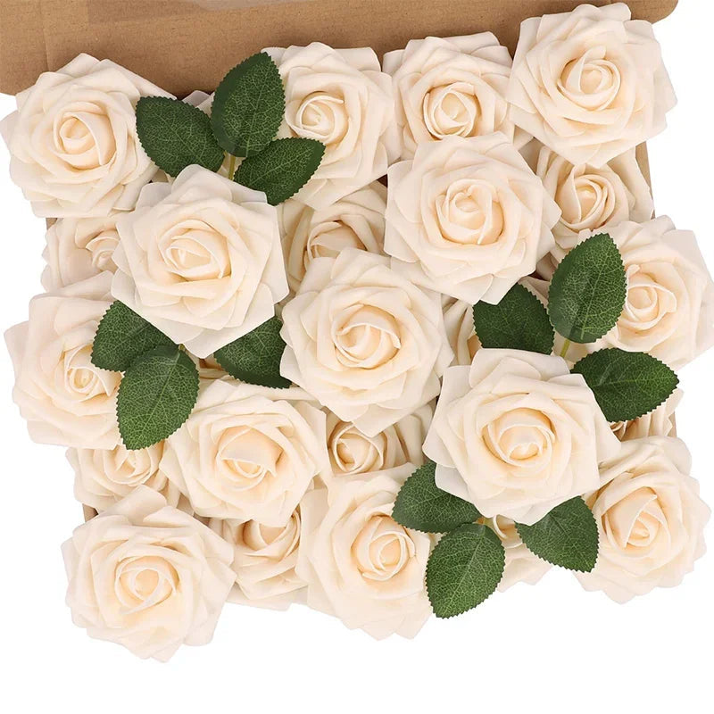 Set of 25 artificial rose wines for wedding decorations and parties - Champagne / 10 Pieces