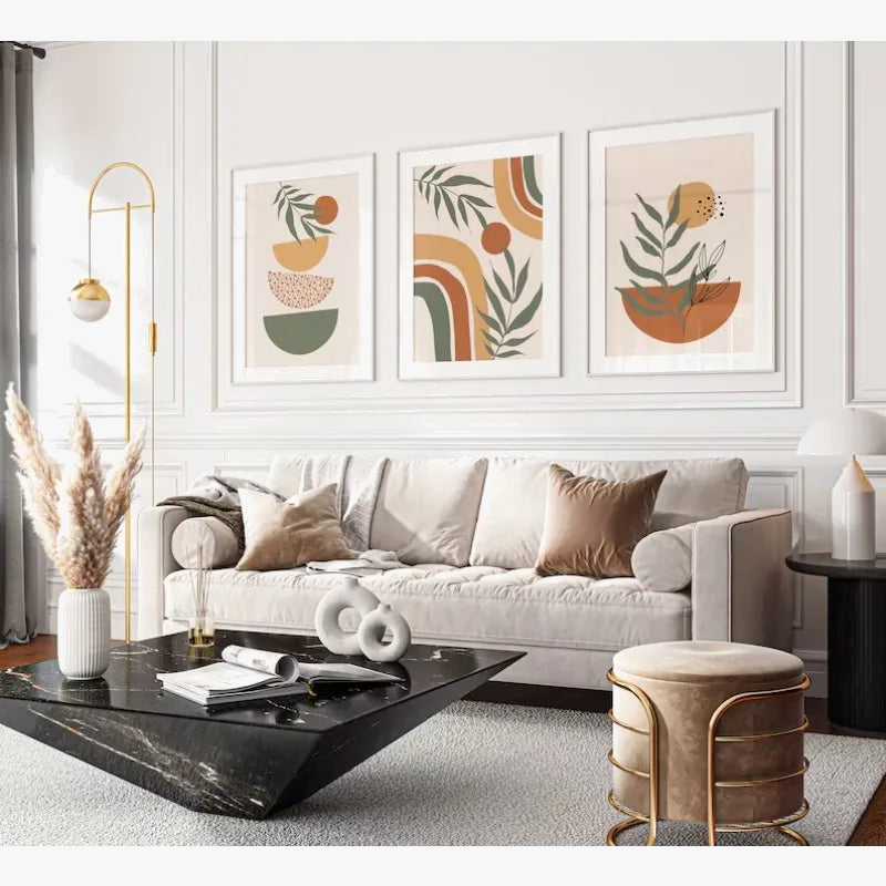 Set of 3 Abstract Wall Art Posters, Modern Fresh Design - view 3