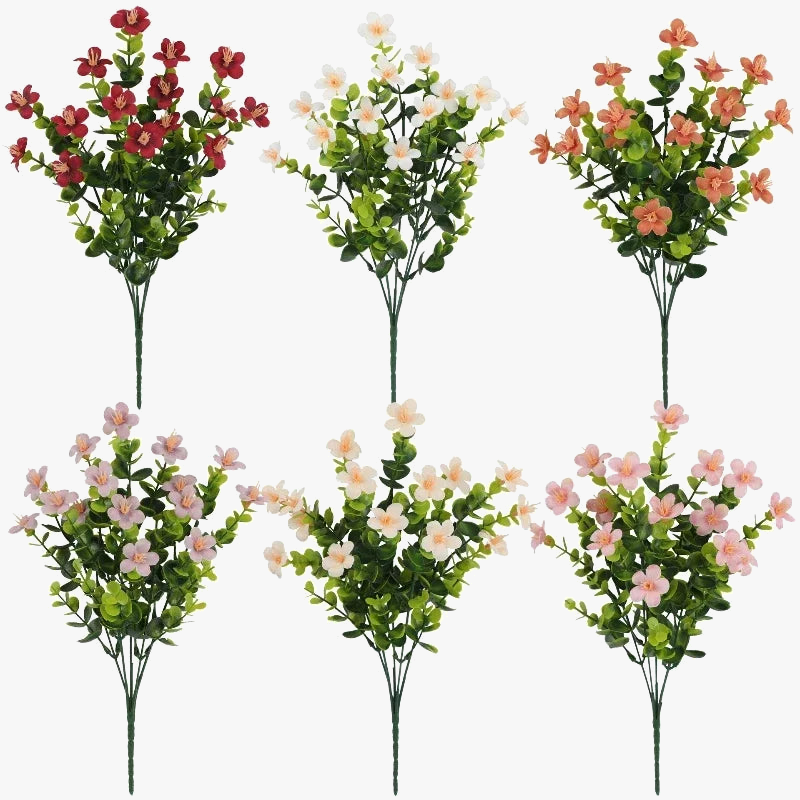 Set of 3 artificial silk eucalyptus bouquets interior decoration