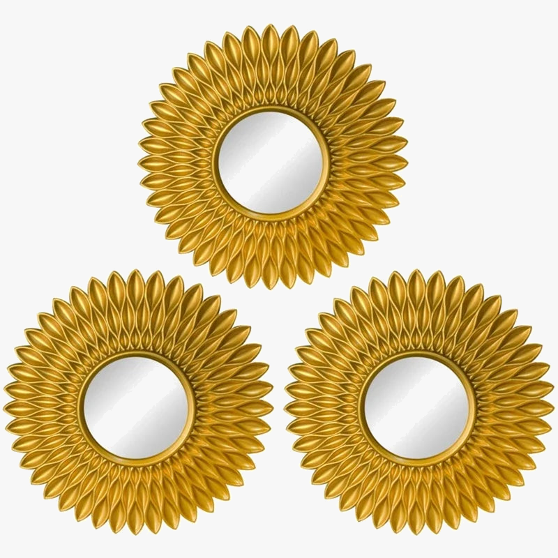 Set of 3 sunflower-shaped decorative mirrors for interior decoration
