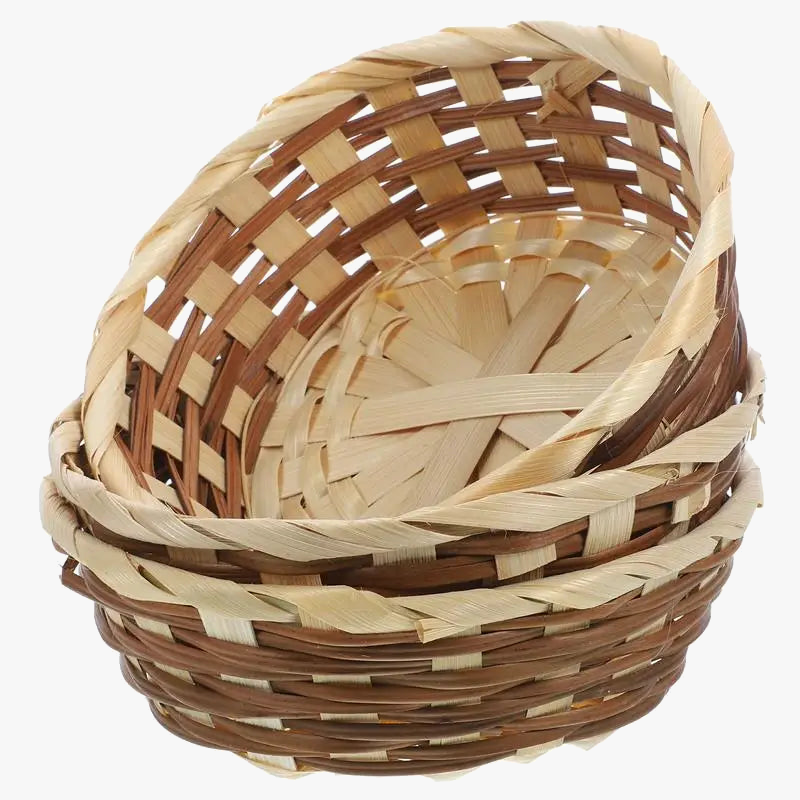 Set of 3 bamboo baskets for food storage and picnics