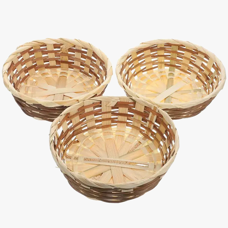 Set of 3 bamboo baskets for food storage and picnics - view 2